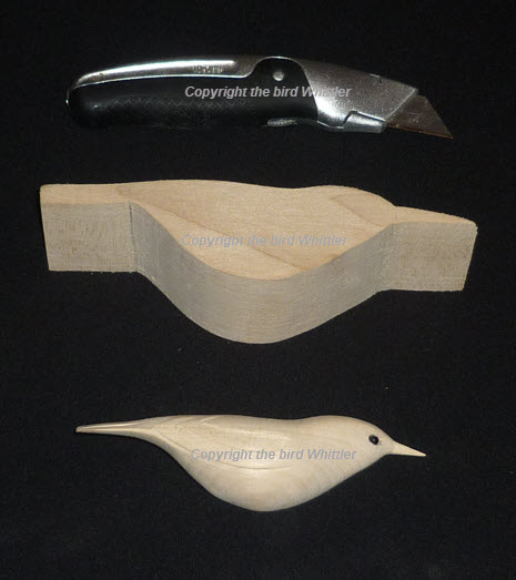 Whittling Tools Stanley Knife, Block and Nuthatch Finished Whittling Tools